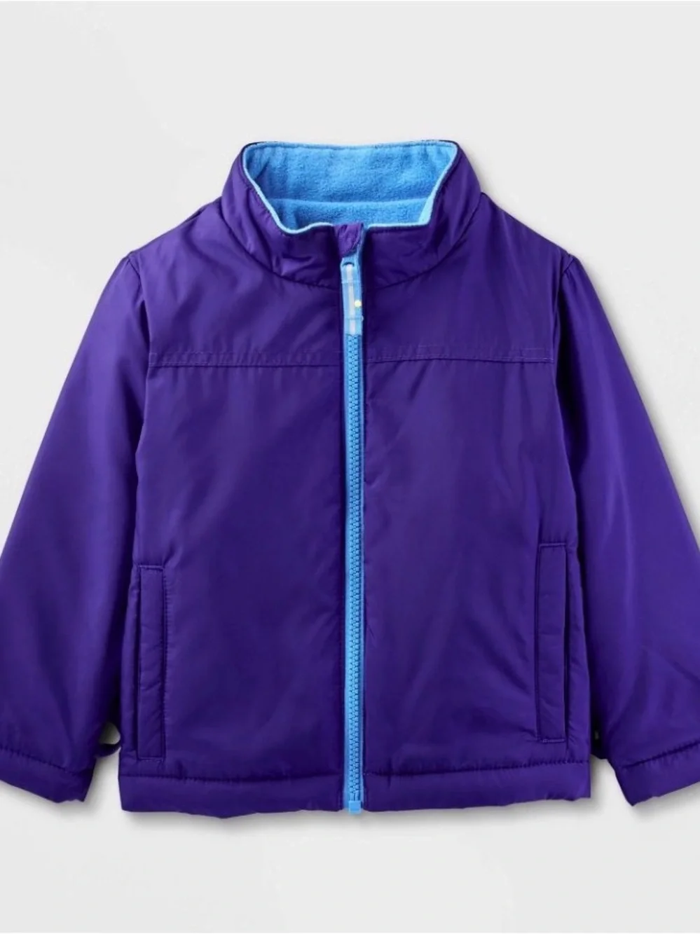 Cat & Jack Bright Blue Hooded Jacket with Vehicle Print